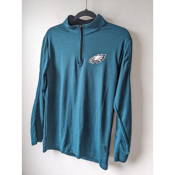 NFL Team Apparel Mens Size Small Eagles Shirt Dark Green Quarter Zip Long Sleeve - Picture 6 of 11